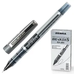 Ручка-роллер ZEBRA &quot;Zeb-Roller DX5&quot;, ЧЕРНАЯ, корпус серебристый, узел 0,5 мм, линия письма 0,3 мм, EX-JB2-BK, фото 1
