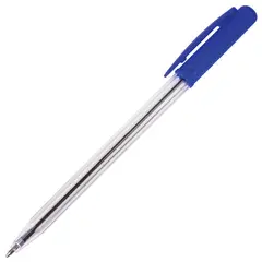 Ручка шариковая автоматическая STAFF, СИНЯЯ, корпус прозрачный, узел 0,8 мм, линия письма 0,4 мм, 141673, фото 1