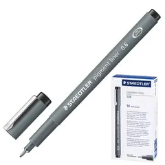 Ручка капиллярная STAEDTLER &quot;Pigment Liner&quot;, ЧЕРНАЯ, корпус серый, линия письма 0,6 мм, 308 06-9, фото 1