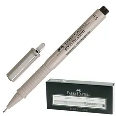 Ручка капиллярная FABER-CASTELL &quot;Ecco Pigment&quot;, ЧЕРНАЯ, корпус серый, линия письма 0,5 мм, 166599, фото 1