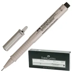 Ручка капиллярная FABER-CASTELL &quot;Ecco Pigment&quot;, ЧЕРНАЯ, корпус серый, линия письма 0,6 мм, 166699, фото 1