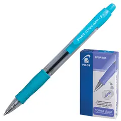 Ручка шариковая масляная автоматическая с грипом PILOT &quot;Super Grip&quot;, СИНЯЯ, голубые детали, узел 0,7 мм, линия письма 0,32 мм, BPGP-10R-F, фото 1
