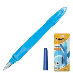 Ручка перьевая BIC &quot;EasyClic&quot;, корпус голубой, иридиевое перо, сменный картридж, блистер, 8479004, фото 1