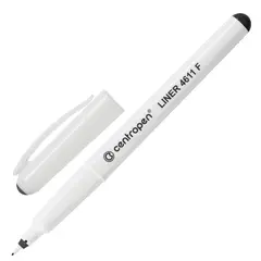Ручка капиллярная CENTROPEN, ЧЕРНАЯ, трехгранная, корпус белый, линия письма 0,3 мм, 4611/1Ч, фото 1