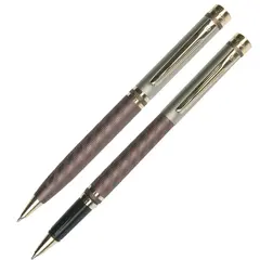 Набор PIERRE CARDIN (Пьер Карден) шариковая ручка и ручка-роллер, корпус коричневый, латунь, PC0824BP/RP, синий, фото 1