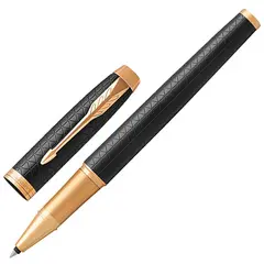 Ручка-роллер PARKER &quot;IM Premium Black GT&quot;, корпус черный матовый с гравировкой, позолоченные детали, черная, 1931660, фото 1