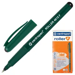Ручка-роллер CENTROPEN, ЧЕРНАЯ, трехгранная, корпус зеленый, узел 0,5 мм, линия письма 0,3 мм, 4615/1Ч, фото 1