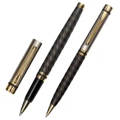 Набор PIERRE CARDIN (Пьер Карден) шариковая ручка и ручка-роллер, корпус черный/серебристый, латунь, PC0860BP/RP, синяя, фото 1