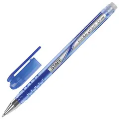 Ручка стираемая гелевая STAFF, СИНЯЯ, корпус синий, хромированные детали, узел 0,5 мм, линия письма 0,38 мм, 142499, фото 1