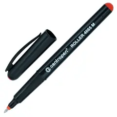 Ручка-роллер CENTROPEN, КРАСНАЯ, трехгранная, корпус черный, узел 0,7 мм, линия письма 0,6 мм, 4665/1К, фото 1
