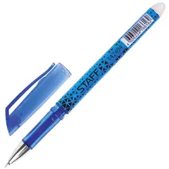 Ручка стираемая гелевая STAFF, СИНЯЯ, хромированные детали, узел 0,5 мм, линия письма 0,35 мм, 142494, фото 1