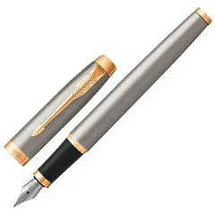 Ручка перьевая PARKER &quot;IM Core Brushed Metal GT&quot;, корпус серебристый матовый лак, позолоченные детали, синяя, 1931649, фото 1