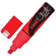 Маркер меловой UNI &quot;Chalk&quot;, 8 мм, КРАСНЫЙ, влагостираемый, для гладких поверхностей, PWE-8K RED, фото 1