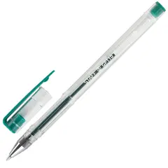 Ручка гелевая STAFF, ЗЕЛЕНАЯ, корпус прозрачный, хромированные детали, узел 0,5 мм, линия письма 0,35 мм, 142791, фото 1