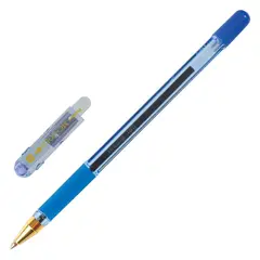 Ручка шариковая масляная с грипом MUNHWA &quot;MC Gold&quot;, СИНЯЯ, корпус тонированный синий, узел 0,7 мм, линия письма 0,5 мм, BMC07-02, фото 1