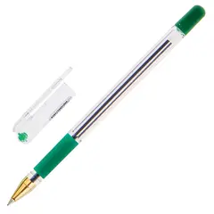 Ручка шариковая масляная с грипом MUNHWA &quot;MC Gold&quot;, зеленая, корпус прозрачный, узел 0,5 мм, линия письма 0,3 мм, BMC-04, фото 1