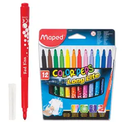 Фломастеры MAPED &quot;Color Pep&#039;s&quot;, 12 цветов, смываемые, трехгранные, картонная упаковка, 845020, фото 1