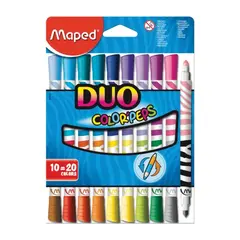 Фломастеры двухсторонние MAPED &quot;Color&#039;peps Duo&quot;, 10 штук, 20 цветов, 1 мм, смываемые, 847010, фото 1