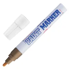 Маркер-краска лаковый (paint marker) MUNHWA, 4 мм, ЗОЛОТОЙ, нитро-основа, алюминиевый корпус, PM-07, фото 1