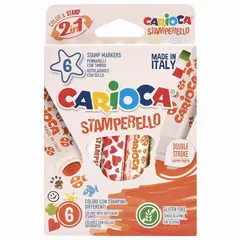 Фломастеры-штампы двусторонние CARIOCA (Италия) &quot;Stamperello&quot;, 6 цветов, смываемые, 42279, фото 1