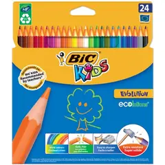 Карандаши цветные BIC &quot;Kids ECOlutions Evolution&quot;, 24 цвета, пластиковые, заточенные, европодвес, 937515, фото 1
