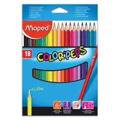 Карандаши цветные MAPED &quot;Color Pep&#039;s&quot;, 18 цветов, трехгранные, заточенные, европодвес, 183218, фото 1