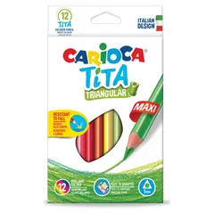 Карандаши цветные утолщенные CARIOCA &quot;Tita Triangular Maxi&quot;, 12 цветов, пластиковые, трехгранные, 5 мм, 42791, фото 1