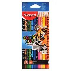 Карандаши цветные MAPED &quot;Color Pep&#039;s Animals&#039;&quot;, 12 цветов, трехгранные, заточенные, европодвес, 832212, фото 1