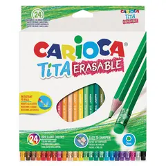 Карандаши цветные стираемые с резинкой  CARIOCA &quot;Erasable&quot;, 24цв, пластик, шестигран, заточ. 42938, фото 1