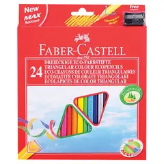 Карандаши цветные FABER-CASTELL, 24 цвета, трехгранные, с точилкой, упаковка с подвесом, 120524, фото 1