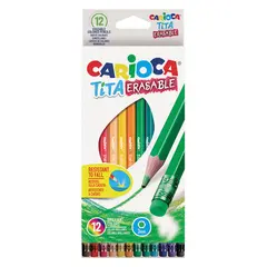 Карандаши цветные стираемые с резинкой CARIOCA &quot;Erasable&quot;,12 цв, пластик, шестигран., заточ. 42897, фото 1