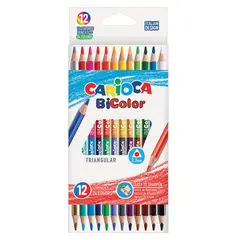 Карандаши двухсторонние CARIOCA &quot;Bi-color&quot;, 12 штук, 24 цвета, трехранные, заточенные, 42991, фото 1