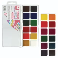 Краски акварельные ПИФАГОР, 24 цвета, медовые, без кисти, пластиковая коробка, 190358, фото 1