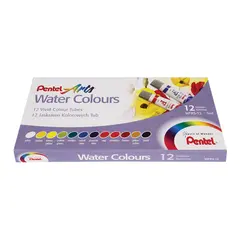 Краски акварельные художественные PENTEL &quot;Water Colours&quot;, НАБОР 12 цветов, туба 5 мл, картонная упаковка, WFRS-12, фото 1