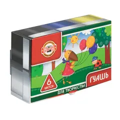 Гуашь KOH-I-NOOR, 6 цветов по 25 мл, без кисти, картонная упаковка, FG-KIN-206, фото 1