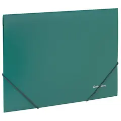 Папка на резинках BRAUBERG, стандарт, зеленая, до 300 листов, 0,5 мм, 221621, фото 1