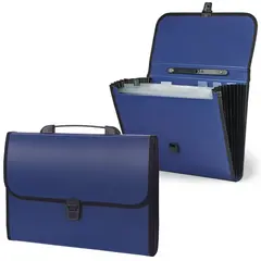 Портфель пластиковый STAFF А4 (330х235х50 мм), 7 отделений, с окантовкой, индексные ярлыки, синий, 221205, фото 1