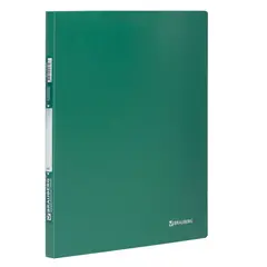 Папка с боковым металлическим прижимом BRAUBERG стандарт, зеленая, до 100 листов, 0,6 мм, 221627, фото 1