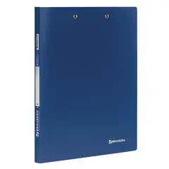 Папка с 2-мя металлическими прижимами BRAUBERG стандарт, синяя, до 100 листов, 0,6 мм, 221625, фото 1