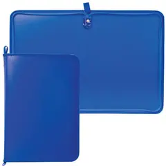 Папка на молнии пластиковая, А4, матовая, синяя, размер 320х230 мм, ПМ-А4-11/3, фото 1