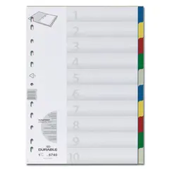 Разделитель пластиковый DURABLE, 10 листов, А4, цифровой 1-10, цветной, оглавление, 6740-27, фото 1