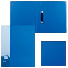 Папка на 2 кольцах БЮРОКРАТ, 40 мм, внутренний карман, синяя, до 250 листов, 0,8 мм, 0812/2Rblue, фото 1