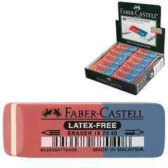 Ластик FABER-CASTELL &quot;Latex-Free&quot;, 50x18x8 мм, красно-синий, прямоугольный, скошенные края, синтетический каучук, 187040, фото 1