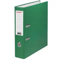 Папка-регистратор STAFF, с покрытием из ПВХ, 70 мм, без уголка, зеленая, 225981, фото 1