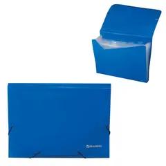 Папка на резинках BRAUBERG, А4, 13 отделений, пластиковые индексы, синяя, 226019, фото 1