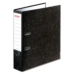 Папка-регистратор STAFF с мраморным покрытием, 50 мм, с уголком, черный корешок, 227186, фото 1