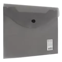 Папка-конверт с кнопкой МАЛОГО ФОРМАТА (240х190 мм), А5, тонированная черная, 0,18 мм, BRAUBERG, 227313, фото 1