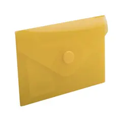 Папка-конверт с кнопкой МАЛОГО ФОРМАТА (74х105 мм), А7 (для дисконтных, банковских карт, визиток) прозр, желтая, 0,18 мм, BRAUBERG, 227324, фото 1