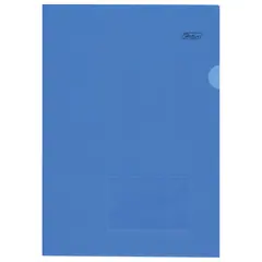 Папка-уголок с карманом для визитки, А4, синяя, 0,18 мм, AGкм4 00102, V246955, фото 1