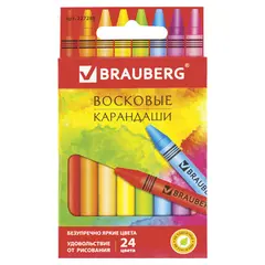 Восковые карандаши BRAUBERG &quot;АКАДЕМИЯ&quot;, НАБОР 24 цвета, 227285, фото 1